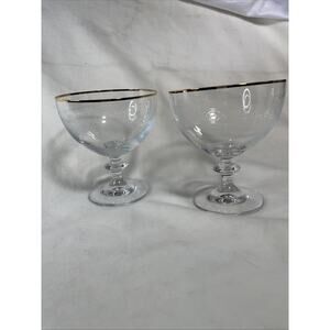 Needle Etched Gissfeld Holmegaard Gold Rimmed Champagne/ Dessert Glasses